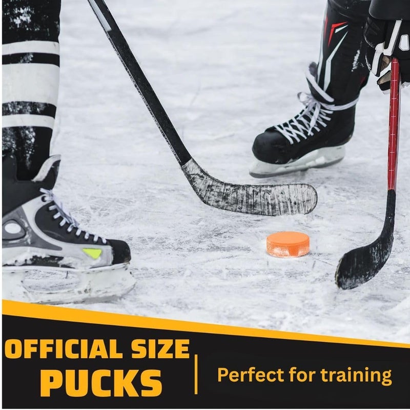 TronX Heavyweight Orange Training Hockey Pucks Case of 50, 10oz Ice Hockey Pucks with High-Density Rubber, Diamond-Textured, Strength & Stickhandling - 3" Diameter, Shooting & Passing Drills - Image 3